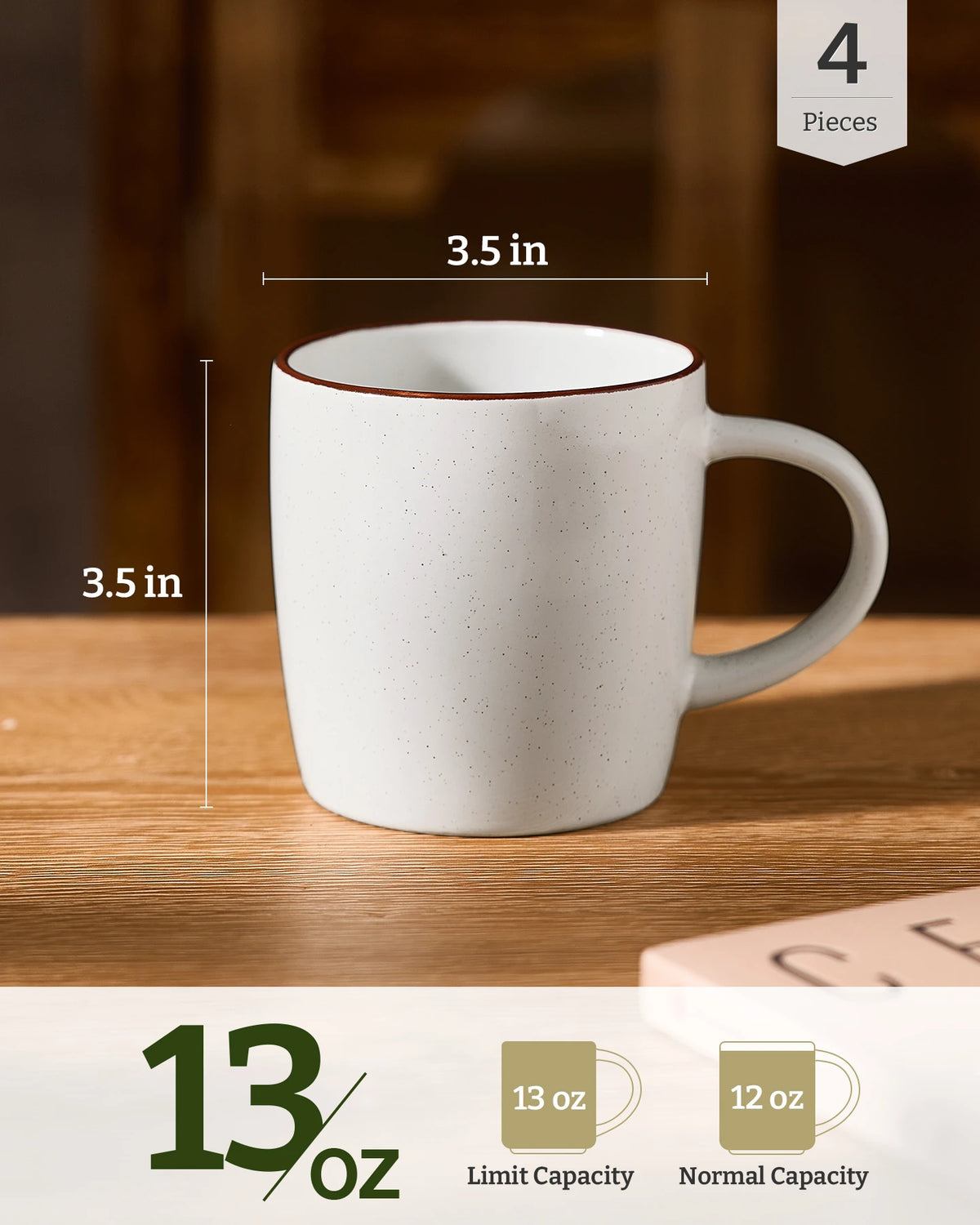 Famiware Mercury Ceramic Coffee Mugs, Set of 4