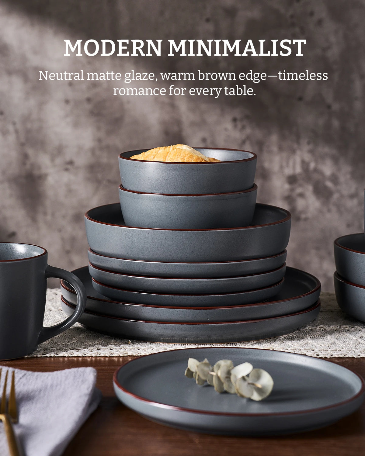 Famiware Mercury 18-Piece Stoneware Dinnerware Set, Service for 6