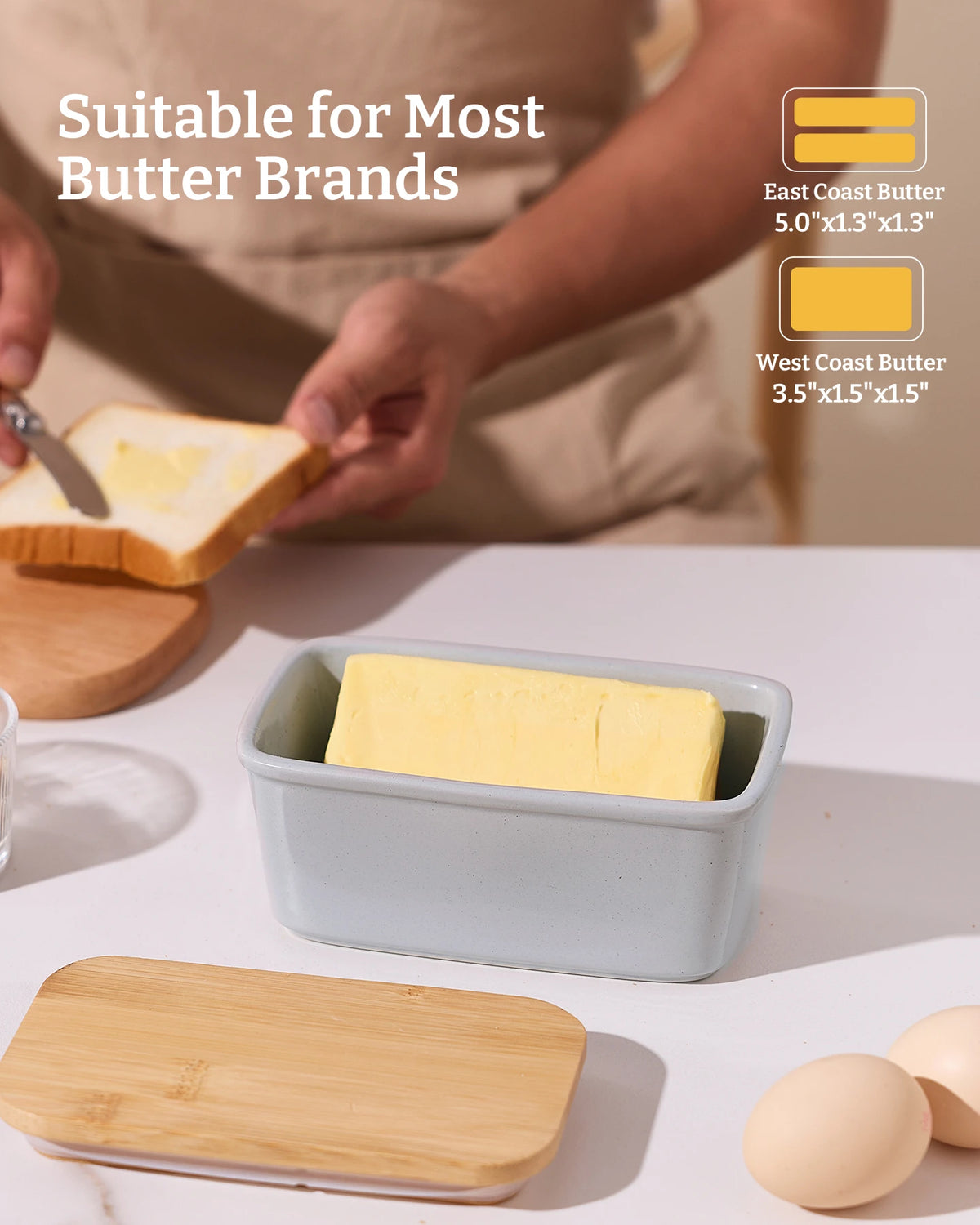 Famiware Milkyway Ceramic Butter Dish with Bamboo Lid