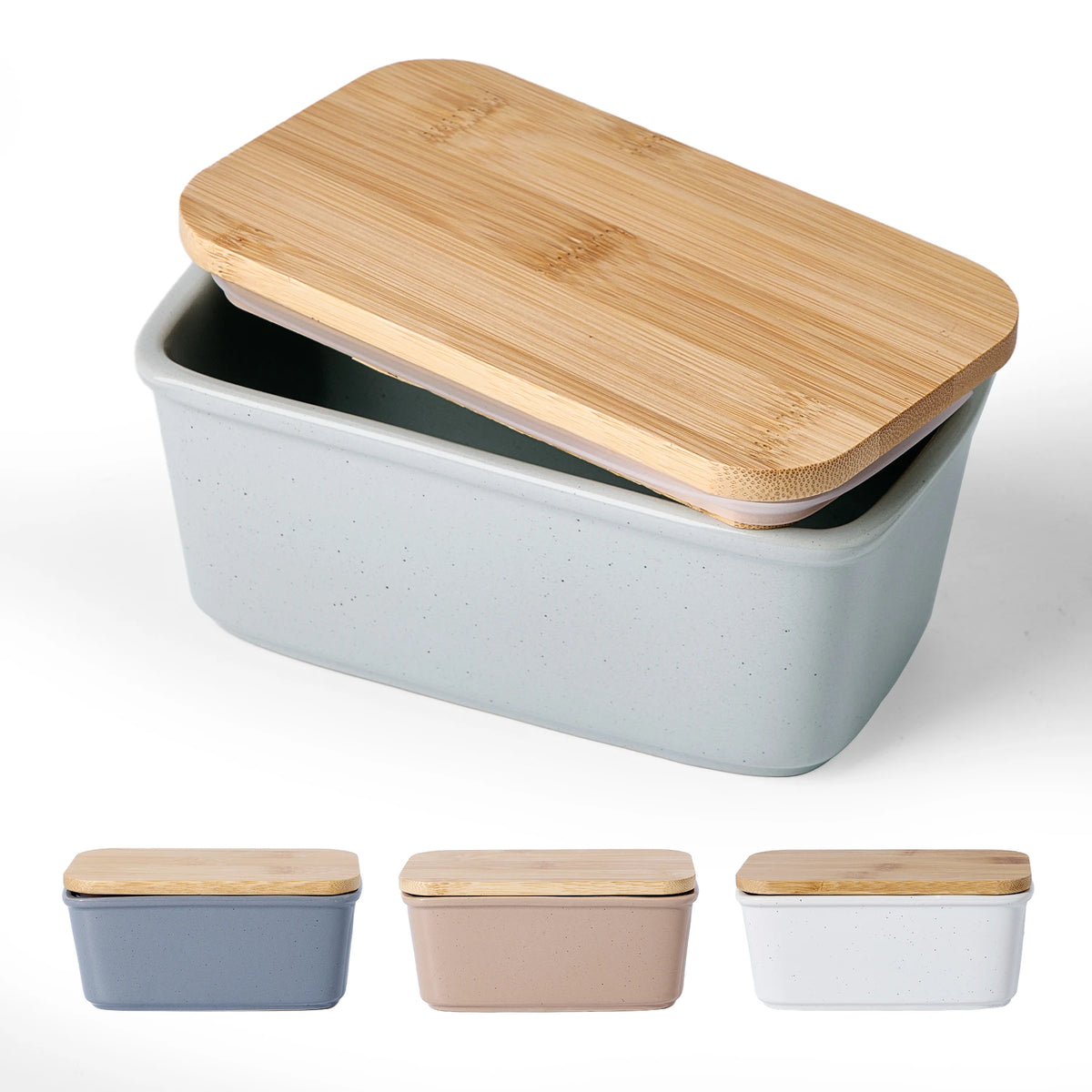 Famiware Milkyway Ceramic Butter Dish with Bamboo Lid