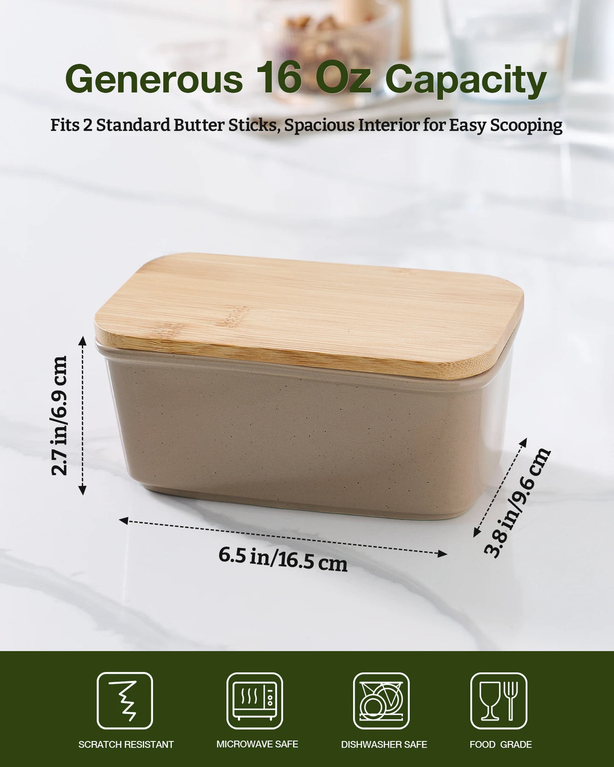 Famiware Milkyway Ceramic Butter Dish with Bamboo Lid