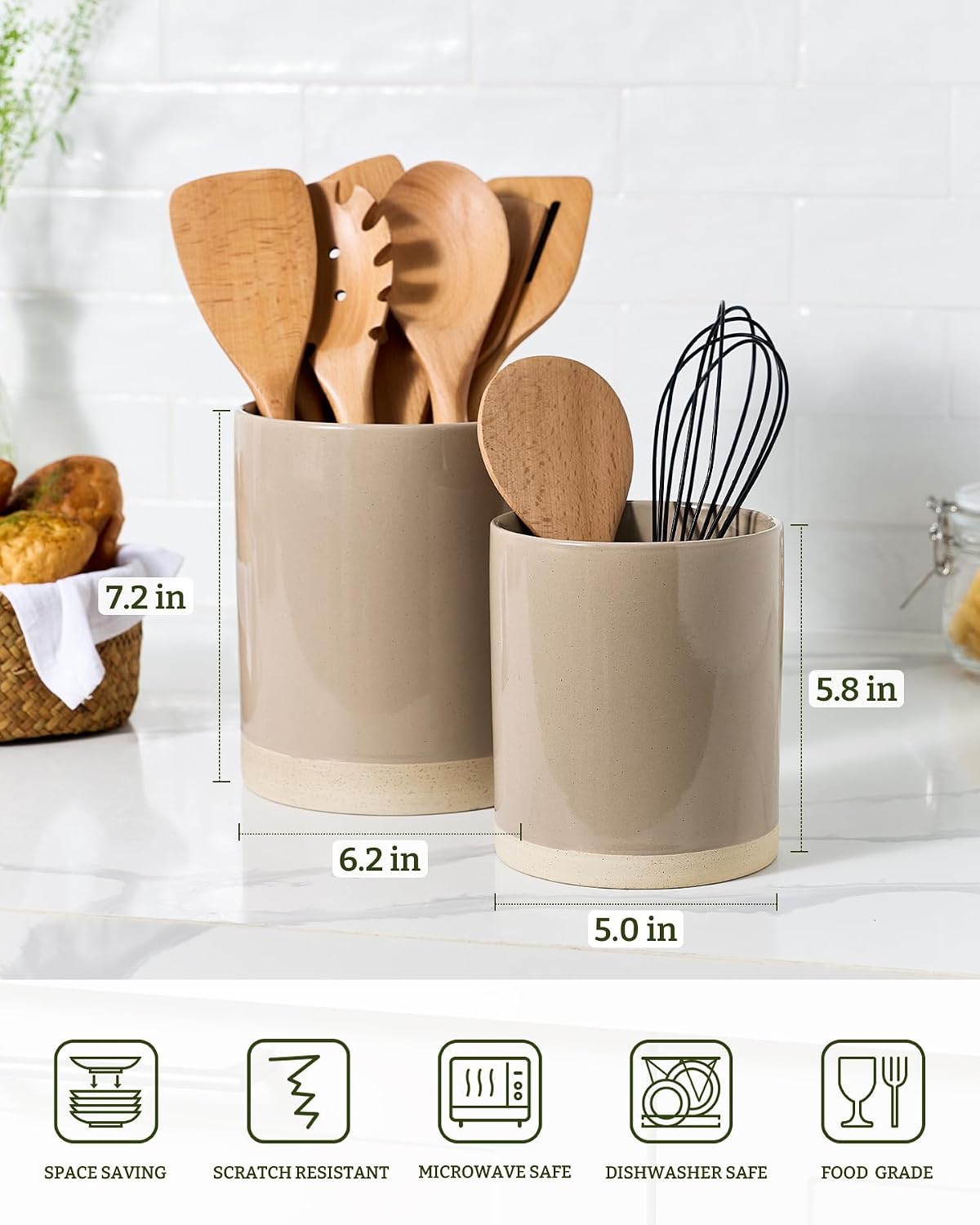 Famiware Milkyway Ceramic Utensil Holders, Set of 2