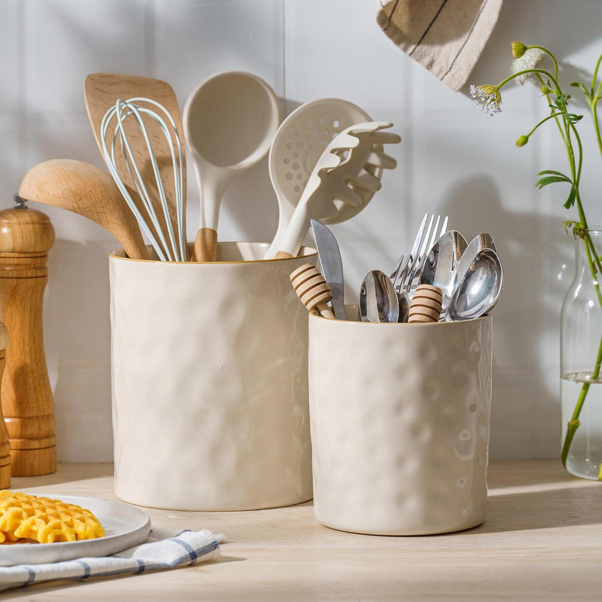 Famiware Ocean Ceramic Utensil Holders, Set of 2