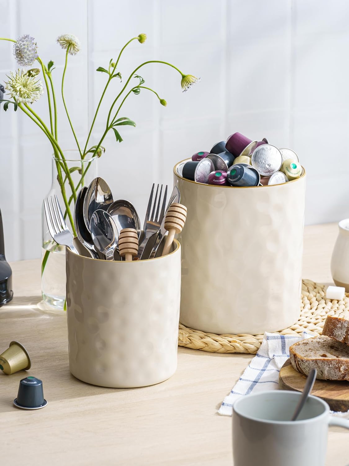 Famiware Ocean Ceramic Utensil Holders, Set of 2