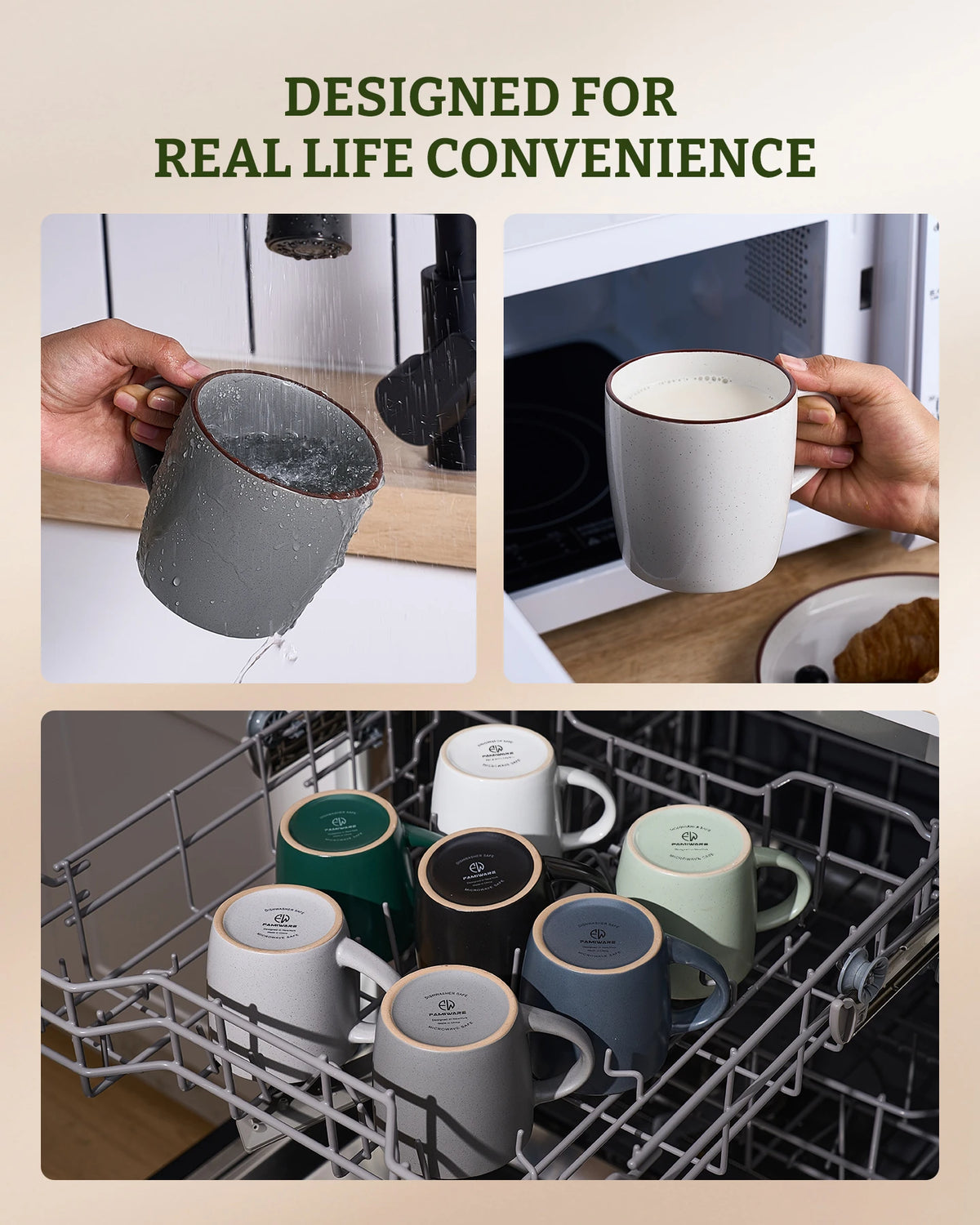 Famiware Mercury Ceramic Coffee Mugs, Set of 4