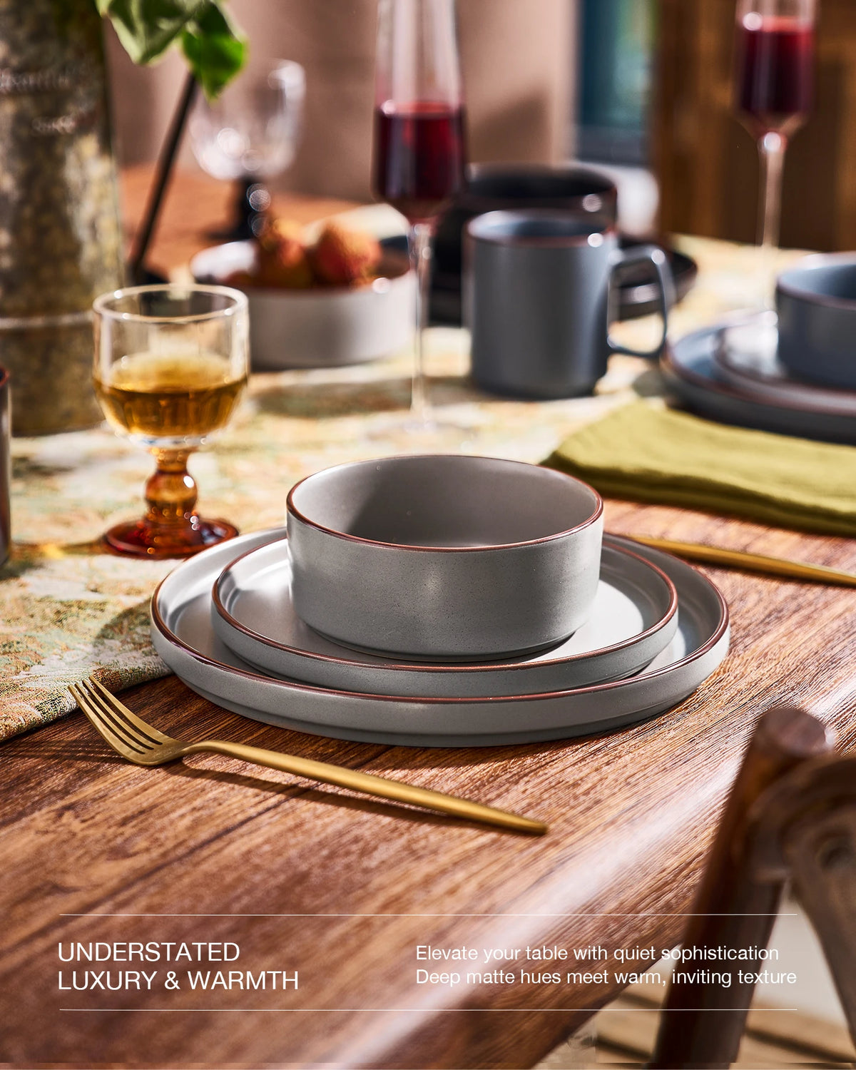 Famiware Nebula Ridge 12-Piece Stoneware Dinnerware Set, Service for 4