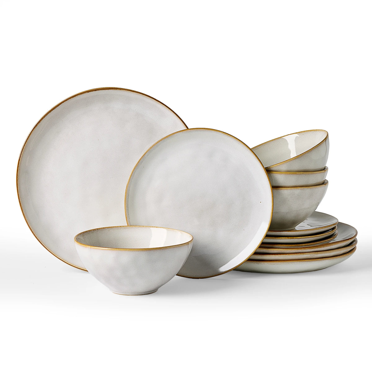 Famiware Ocean Round 12-Piece Stoneware Dinnerware Set, Service for 4