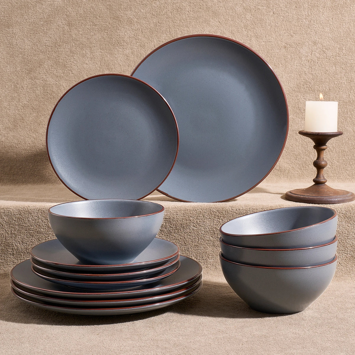 Famiware Venus 12-Piece Stoneware Dinnerware Set, Service for 4