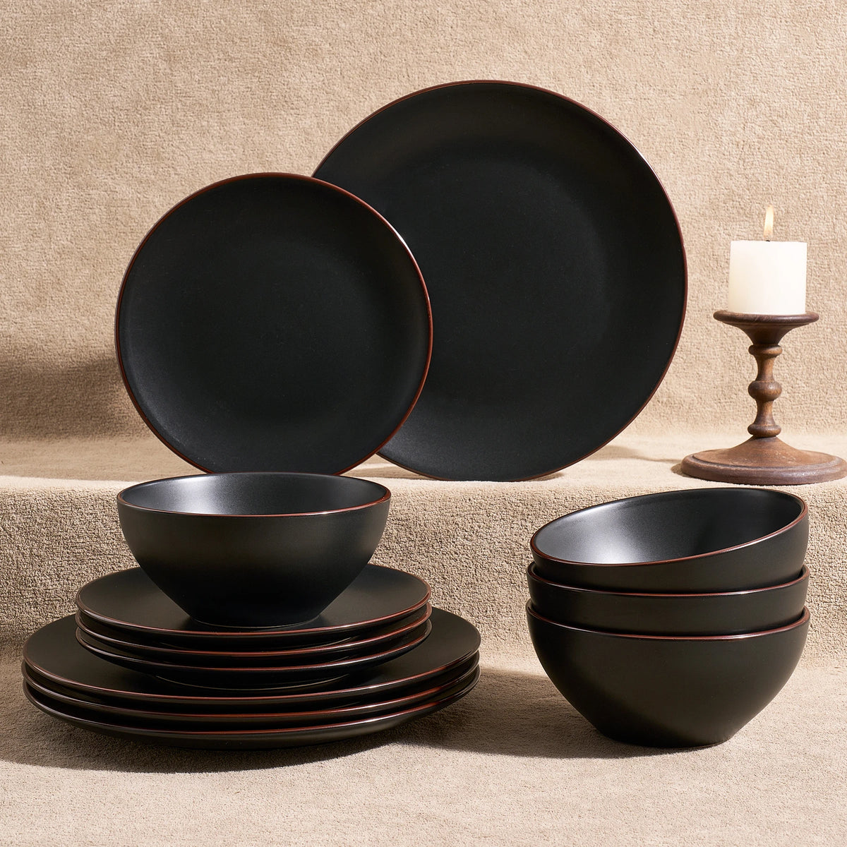 Famiware Venus 12-Piece Stoneware Dinnerware Set, Service for 4