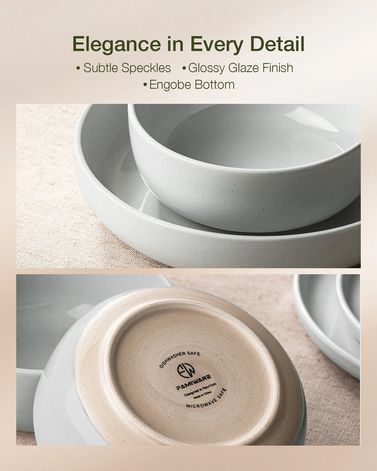 Juego de vajilla de gres Famiware Milkyway de 18 piezas, servicio para 6