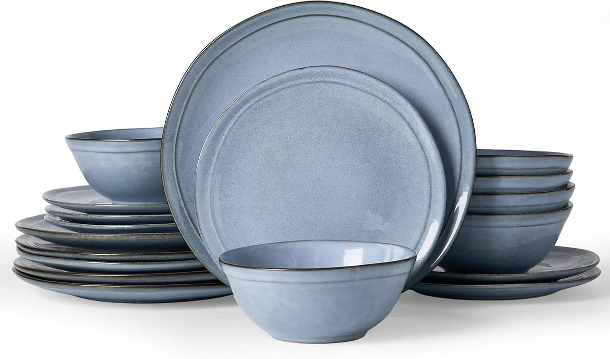 Famiware Aegean 18-Piece Stoneware Dinnerware Set, Service for 6 - Blue Grey - image 1