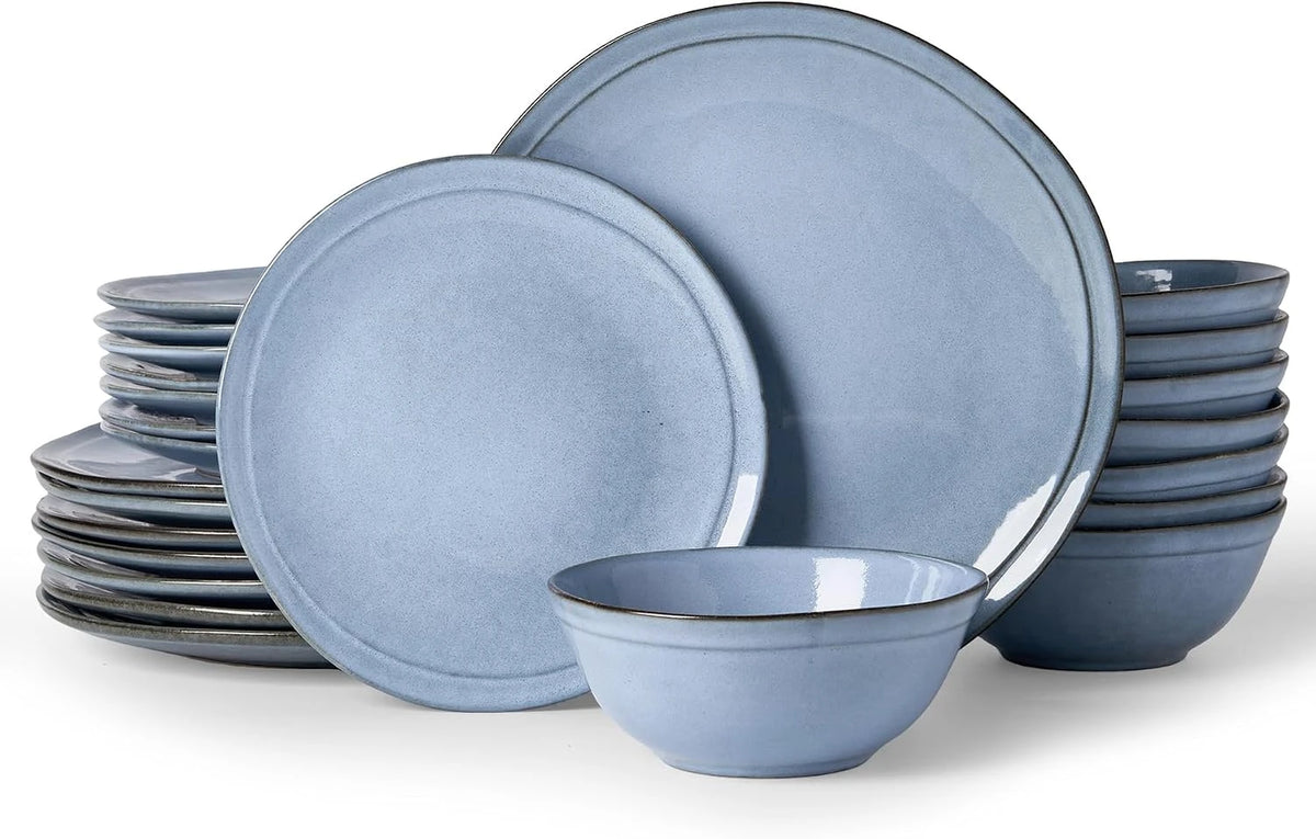 Famiware Aegean 24-Piece Stoneware Dinnerware Set, Service for 8 - Blue Grey - image 1