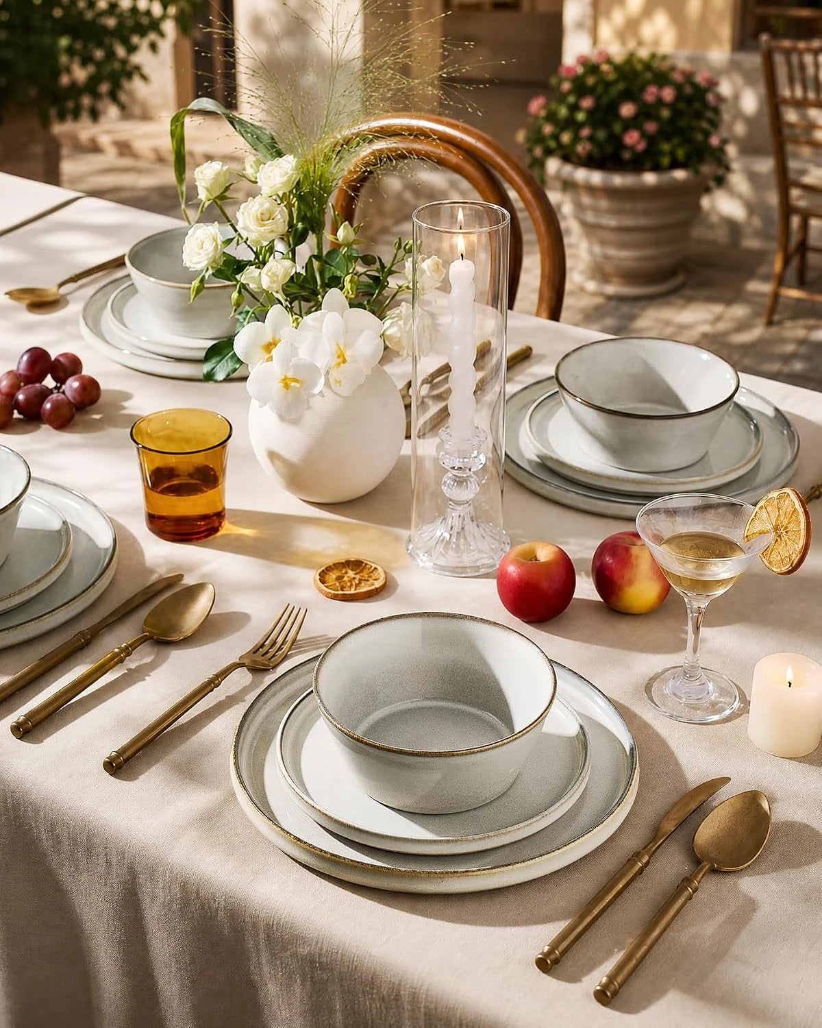 Famiware Annecy 18-Piece Stoneware Dinnerware Set, Service for 6 - Gray/White - image 5