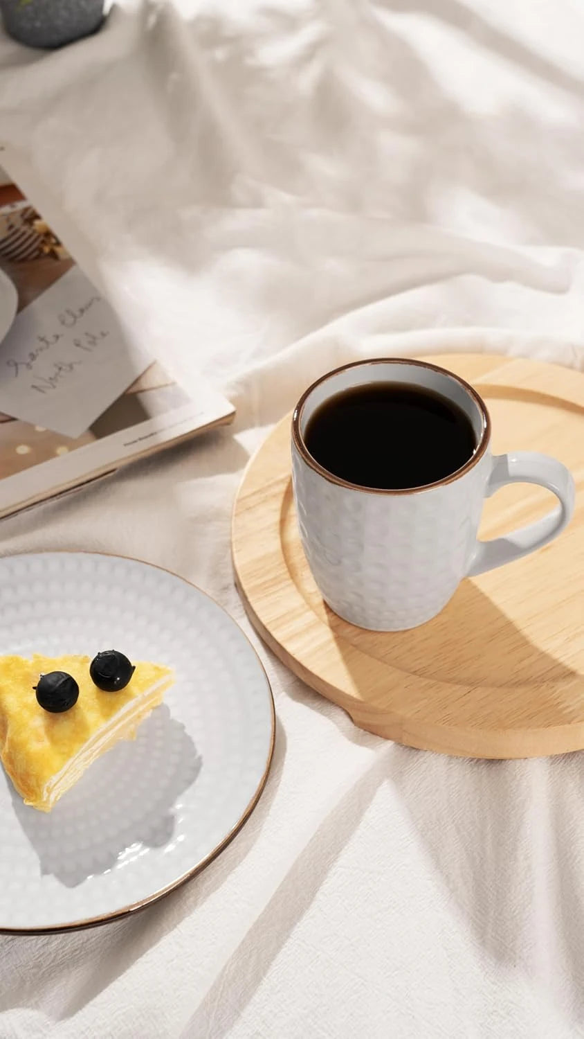 Famiware Eden Ceramic Coffee Mugs, Set of 4 - White Circle - image 6