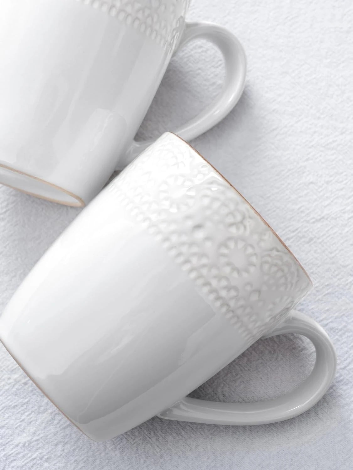 Famiware Eden Ceramic Coffee Mugs, Set of 4 - White Floral - image 4