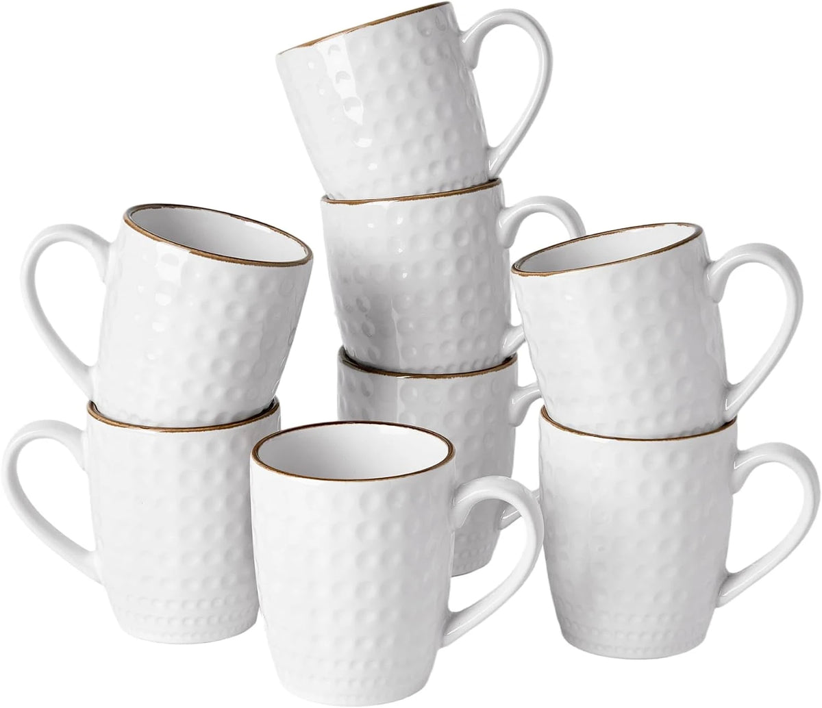Famiware Eden Ceramic Coffee Mugs, Set of 8 - White Circle - image 1