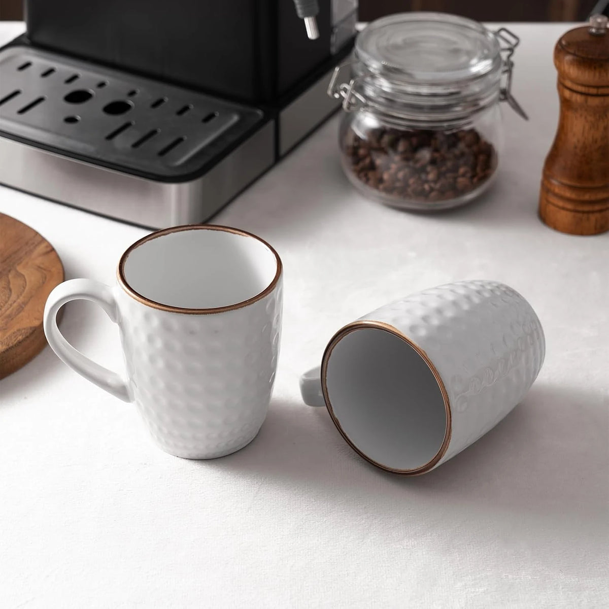 Famiware Eden Ceramic Coffee Mugs, Set of 8 - White Circle - image 3