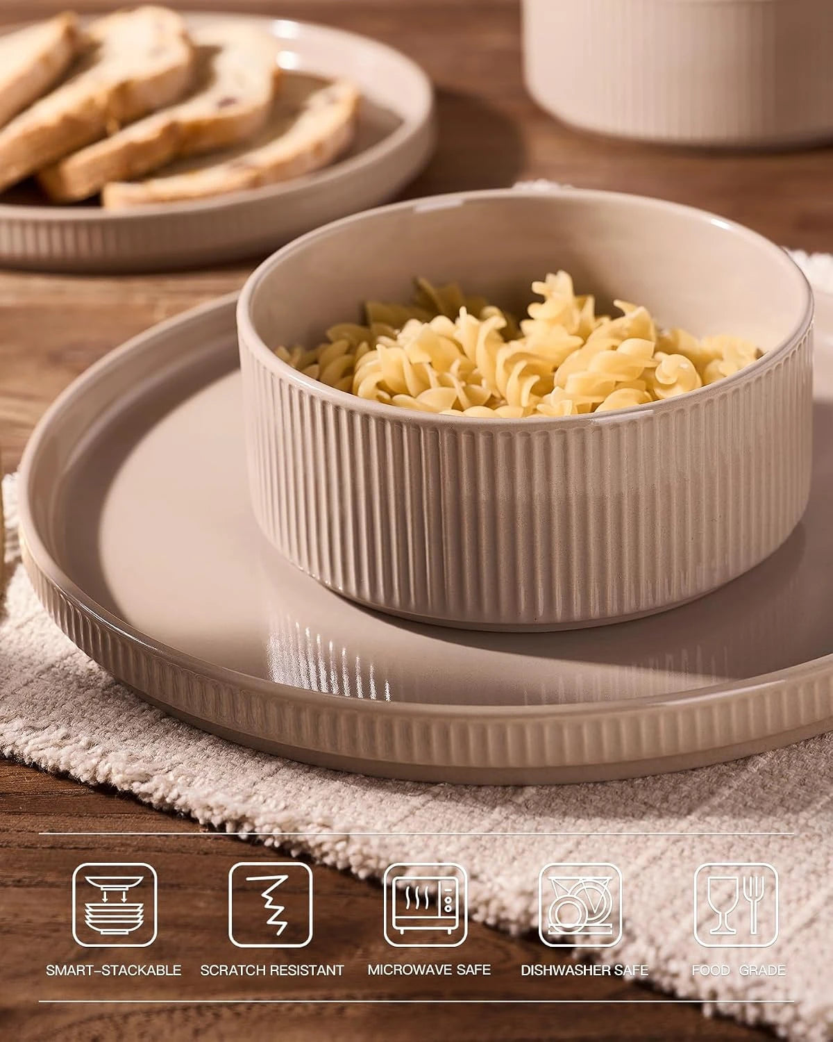 Famiware Grove 12-piece dinnerware set, cinnamon brown, image 5