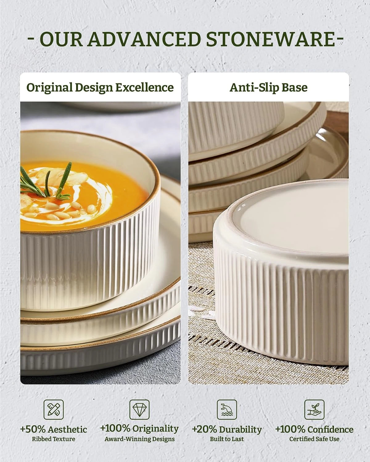 Famiware Grove 12-piece dinnerware set, cream, image 4