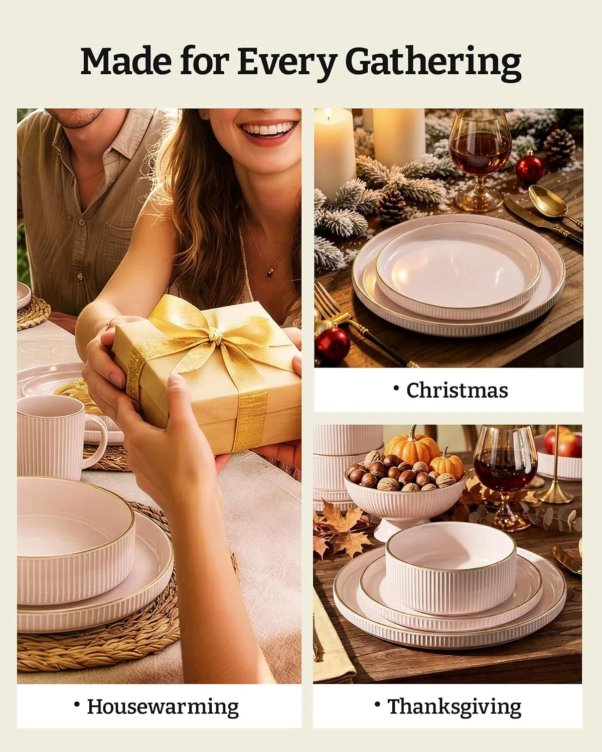 Famiware Grove 12-piece dinnerware set, light pink, image 7