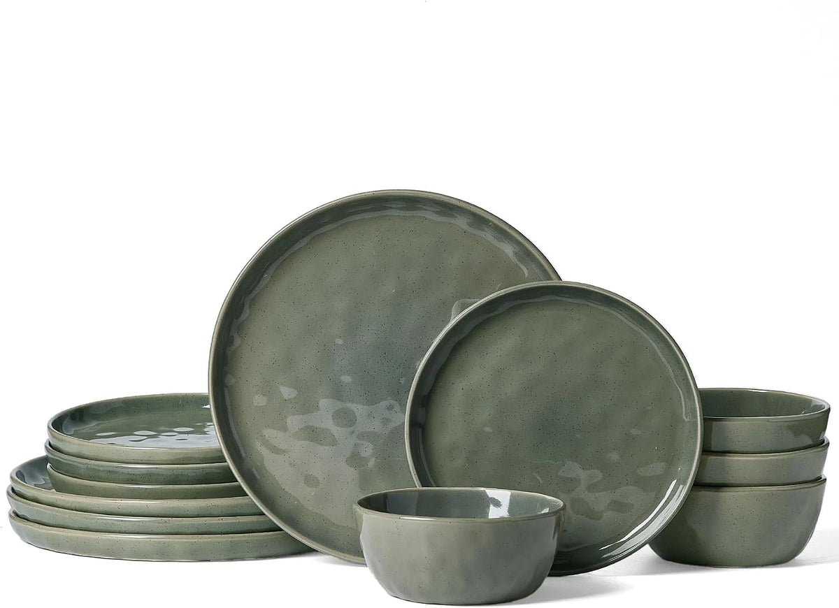 Famiware Mars 12-Piece Stoneware Dinnerware Set, Service for 4 — Sage Green, image 1
