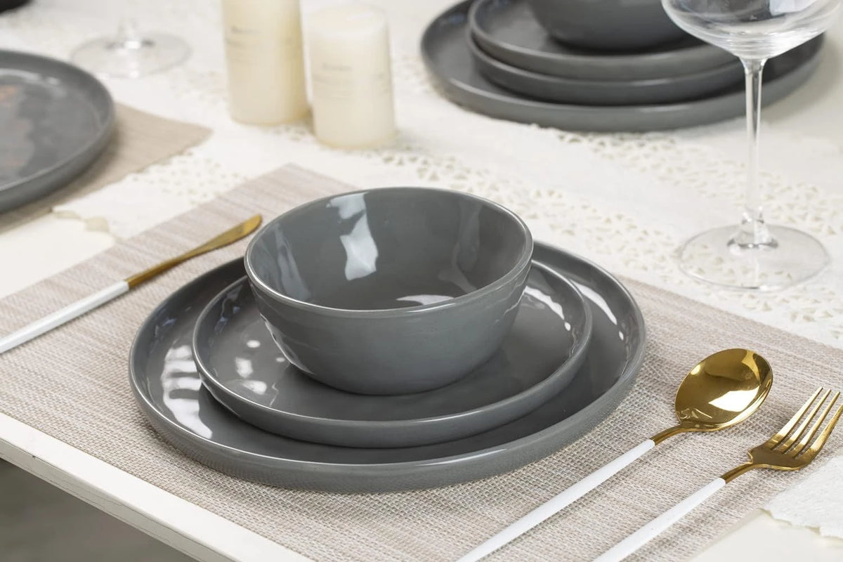 Famiware Mars 18-Piece Stoneware Dinnerware Set, Service for 6 — Dark Gray, image 4