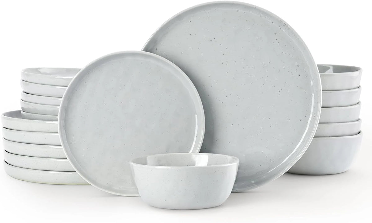 Famiware Mars 18-Piece Stoneware Dinnerware Set, Service for 6 — Light Gray, image 1
