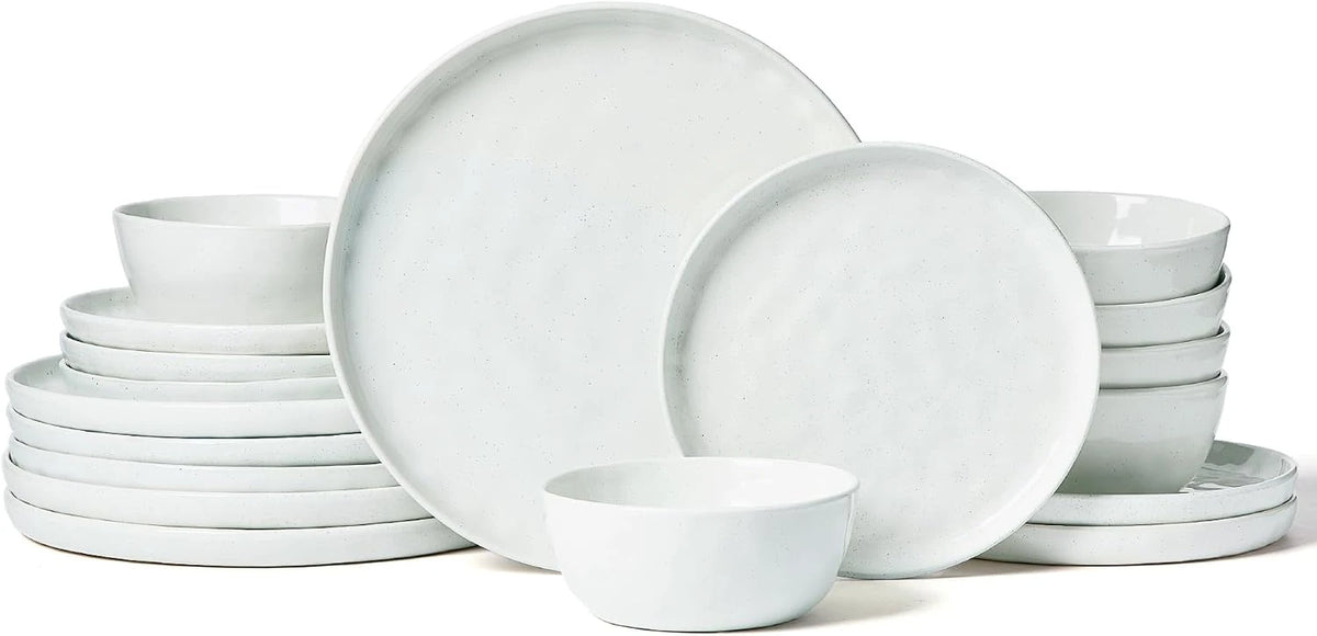 Famiware Mars 18-Piece Stoneware Dinnerware Set, Service for 6 — White, image 1