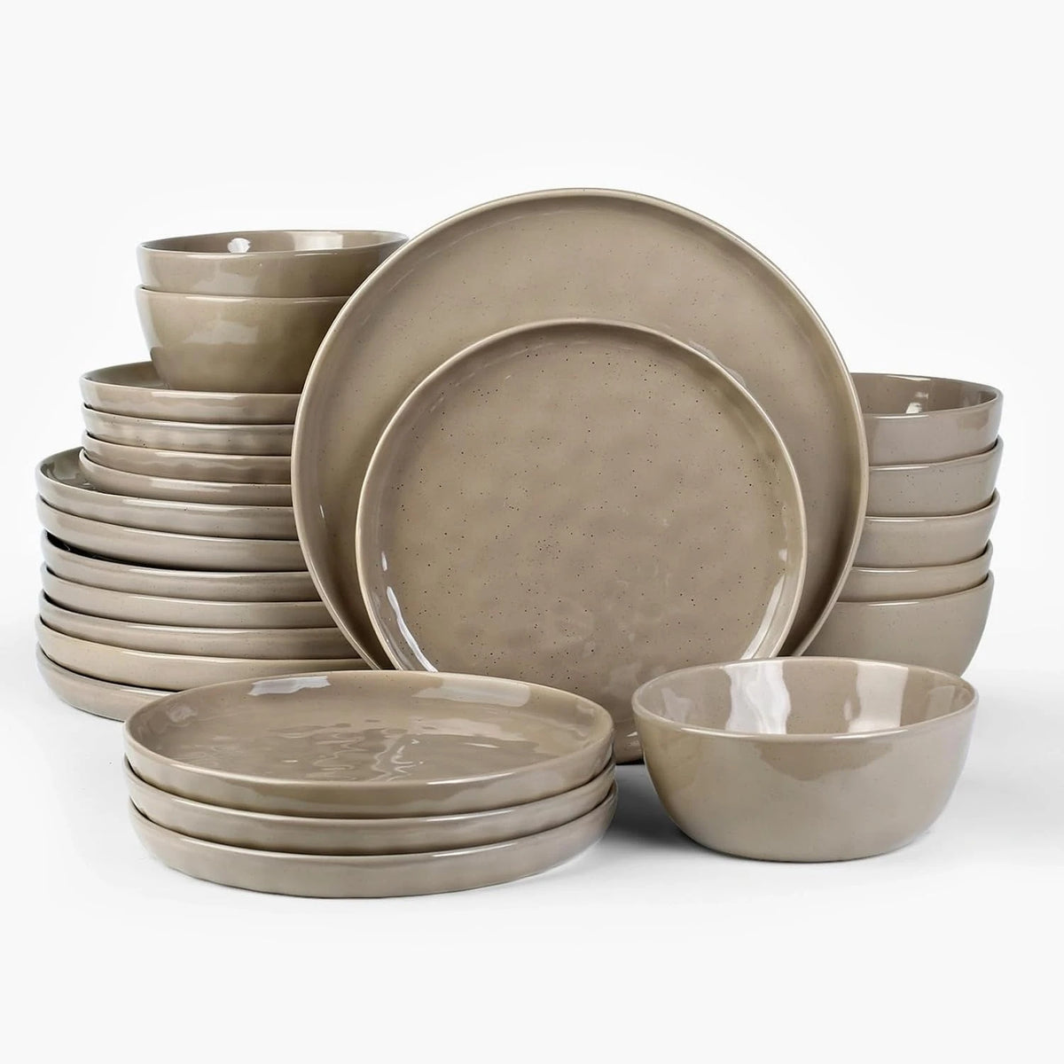 Famiware Mars 24-Piece Stoneware Dinnerware Set, Service for 8 - Cinnamon Brown - image 1