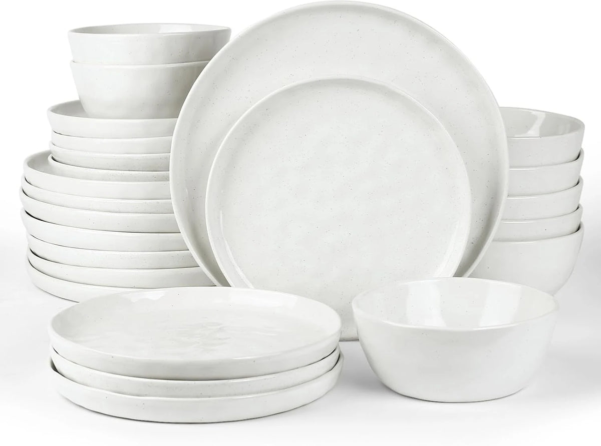 Famiware Mars 24-Piece Stoneware Dinnerware Set, Service for 8 - White - image 1