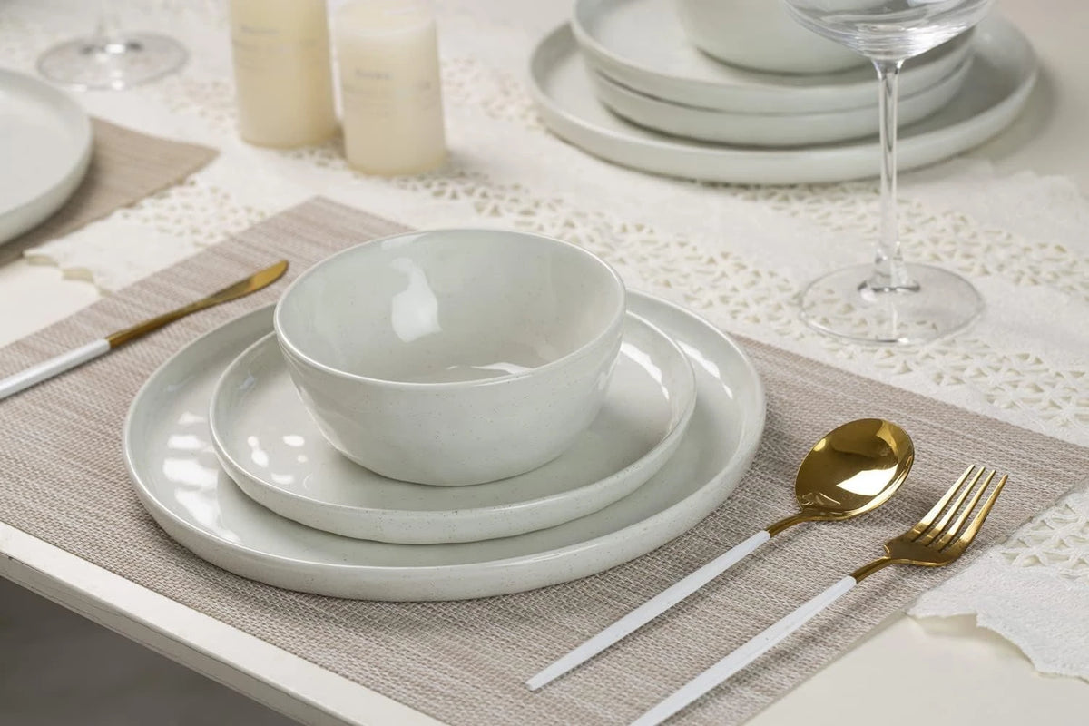 Famiware Mars 24-Piece Stoneware Dinnerware Set, Service for 8 - White - image 4