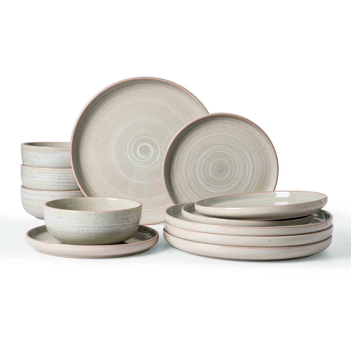 Famiware Meteor 12-Piece Stoneware Dinnerware Set, Matcha Green, image 1
