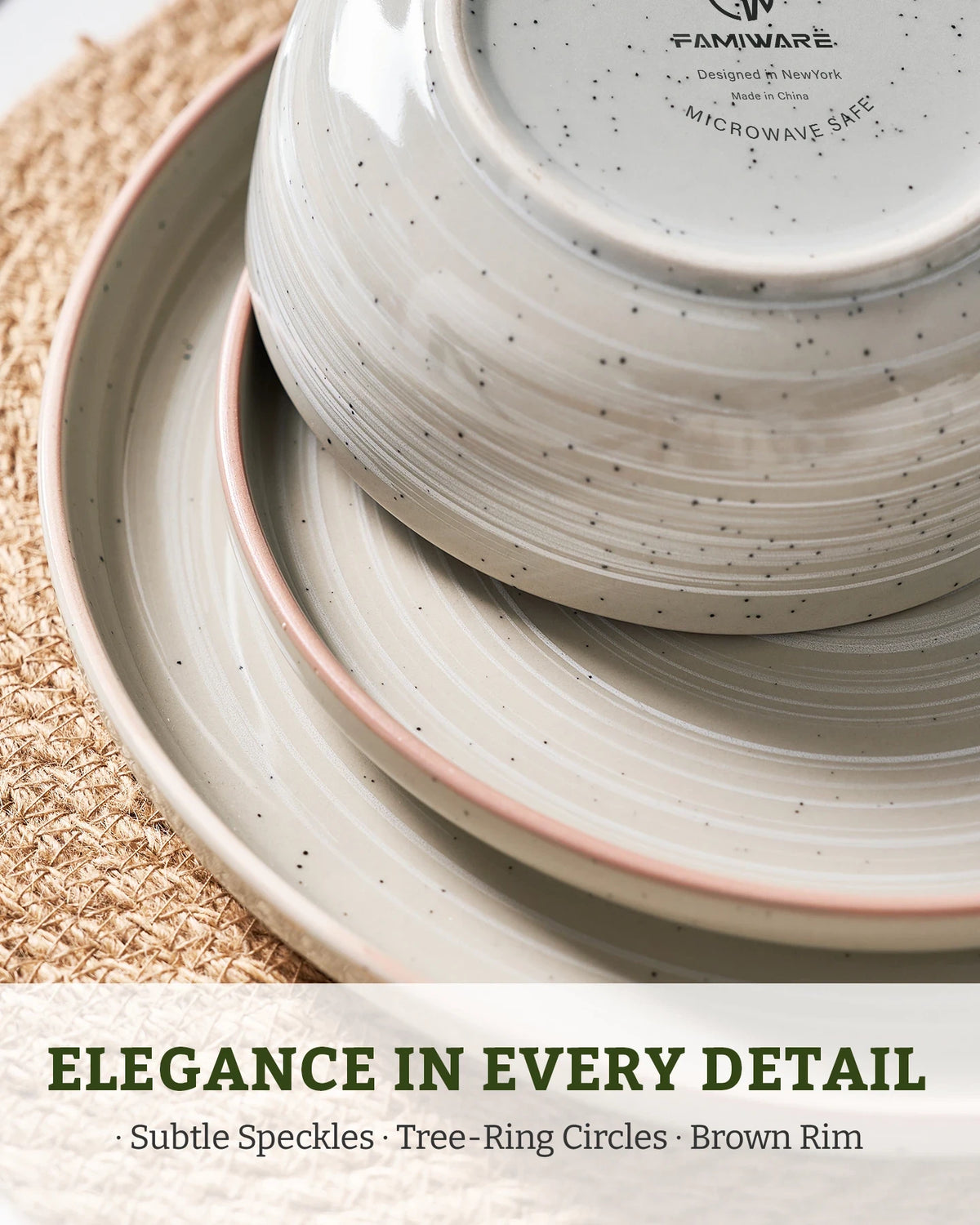 Famiware Meteor 12-Piece Stoneware Dinnerware Set, Matcha Green, image 6