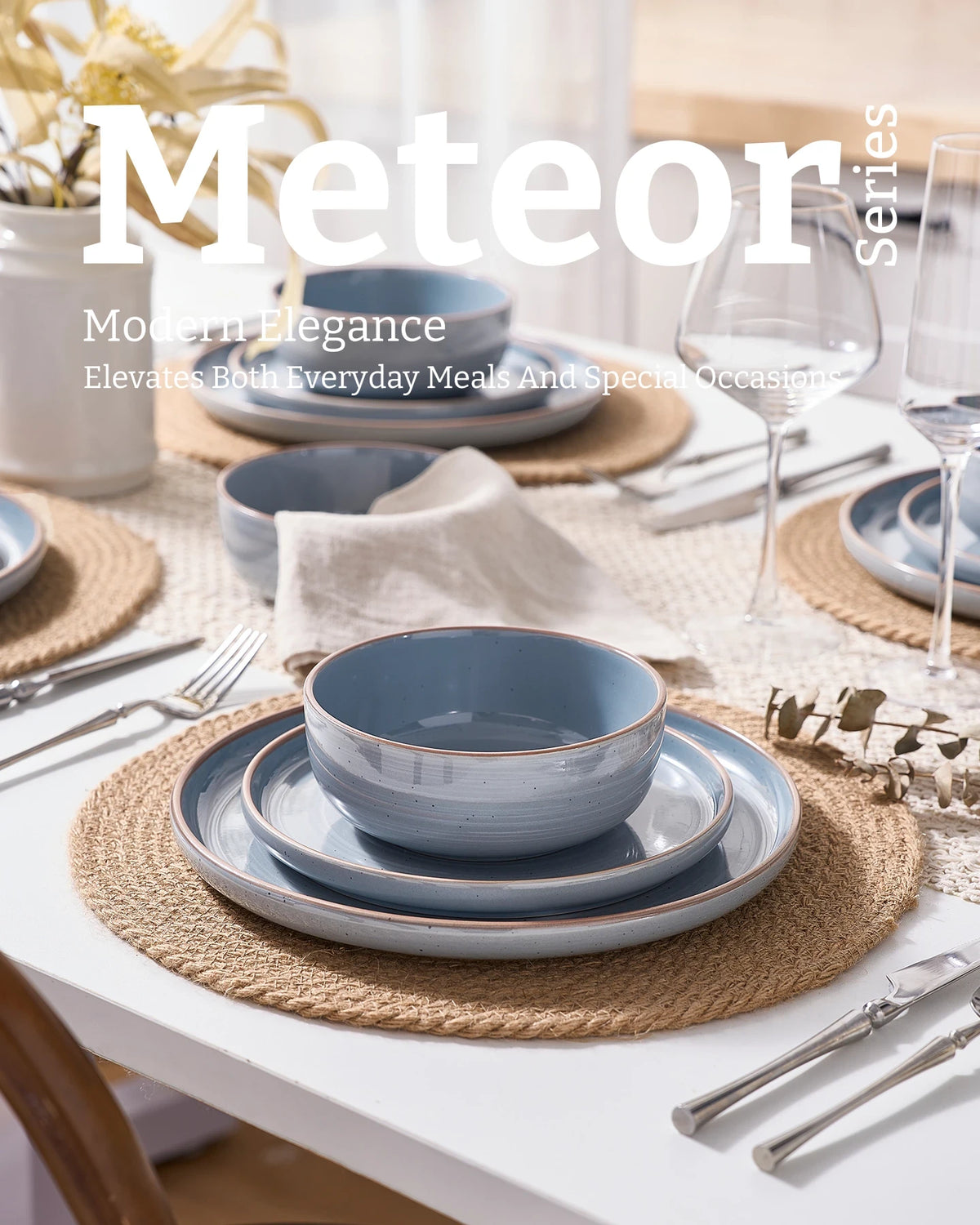 Famiware Meteor 18-piece dinnerware set, blue gray, image 5