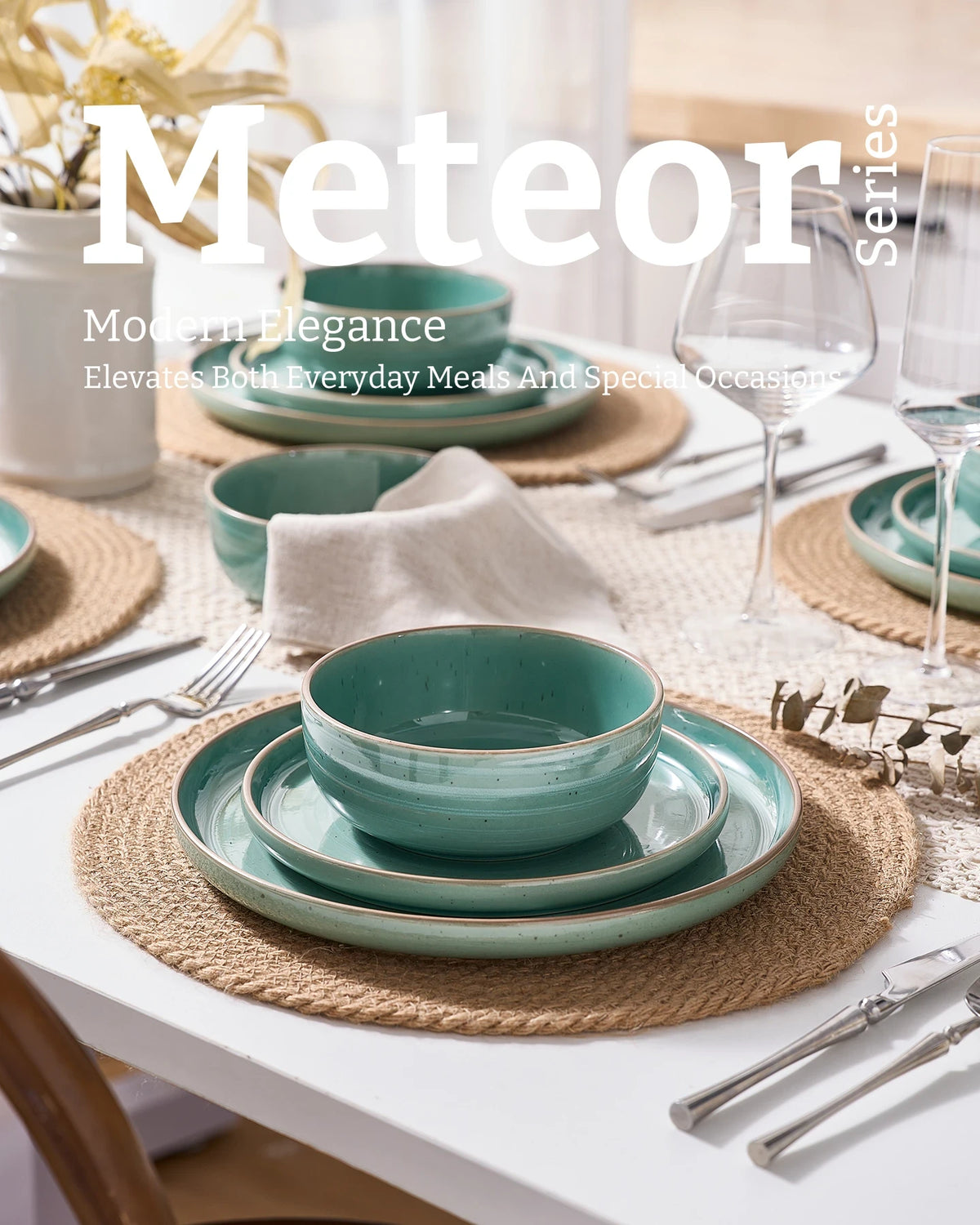 Famiware Meteor 18-piece dinnerware set, peacock green, image 5