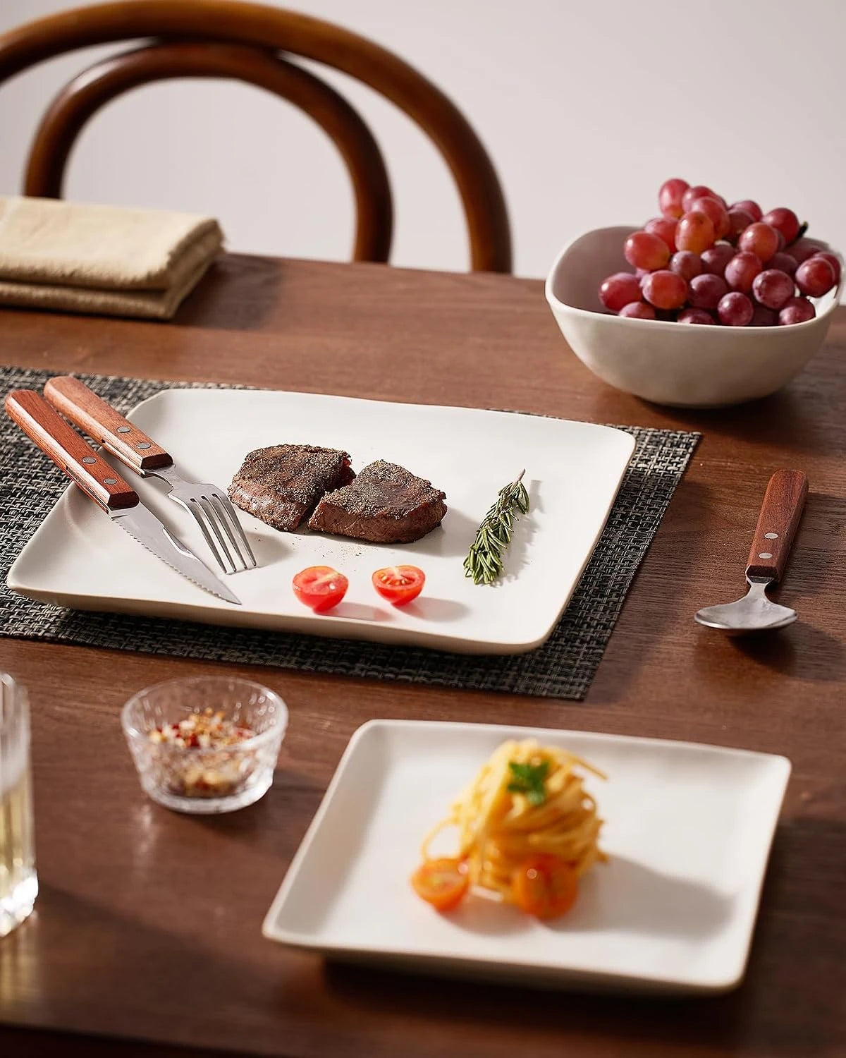 Famiware Ocean Square 18-Piece Stoneware Dinnerware Set, Service for 6 - Matte White - image 5