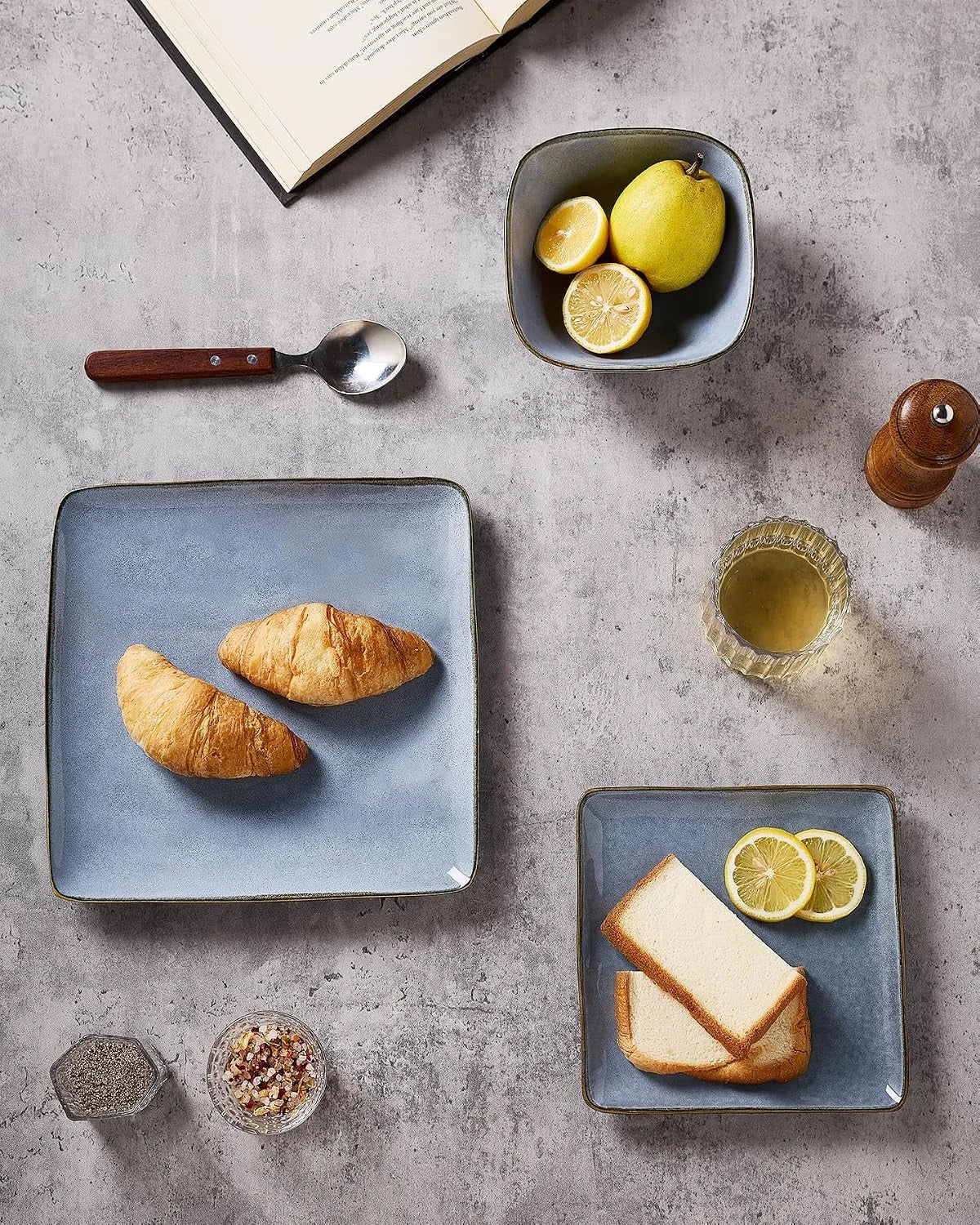 Famiware Ocean Square 24-Piece Stoneware Dinnerware Set, Service for 8 - Blue - image 3