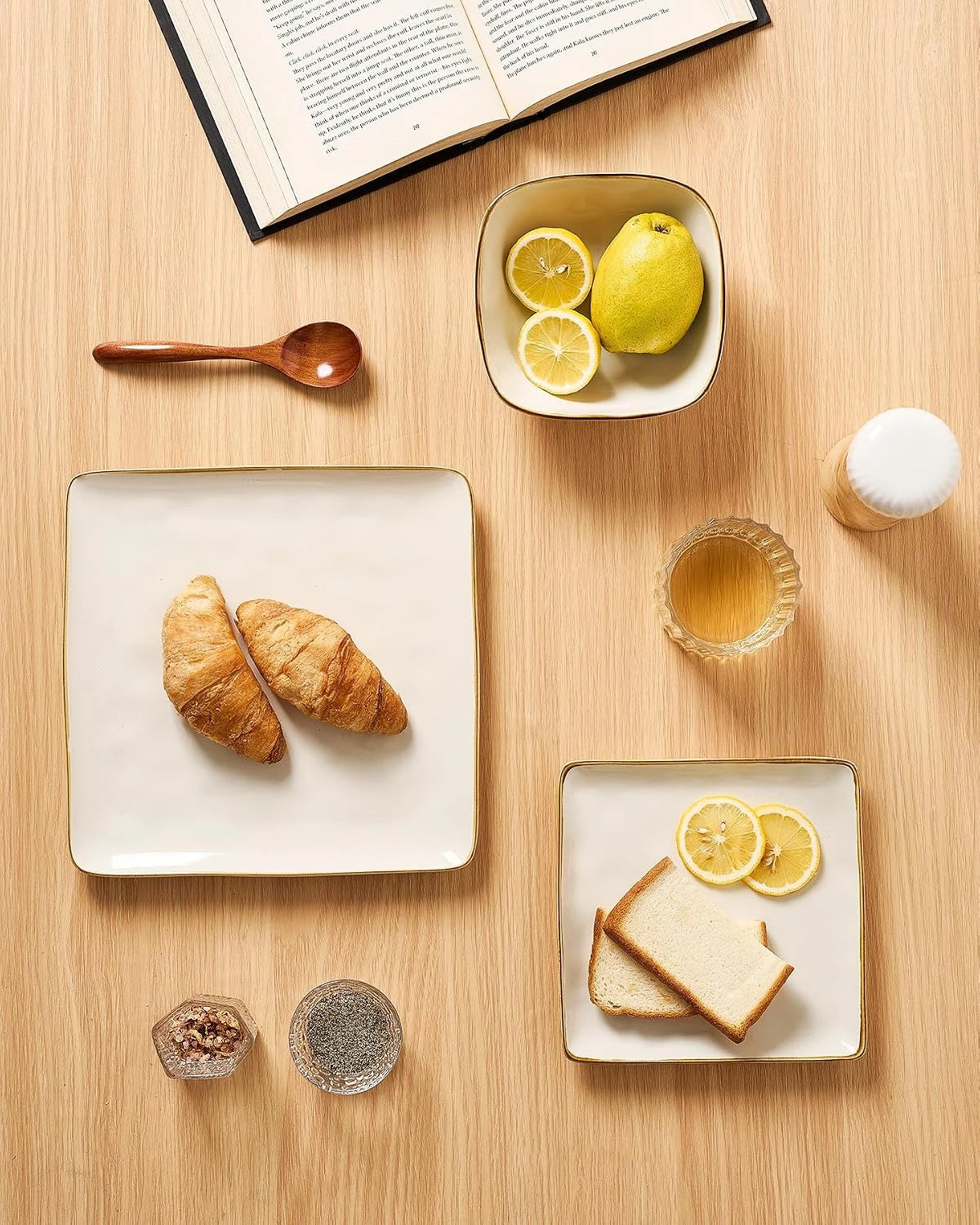 Famiware Ocean Square 24-Piece Stoneware Dinnerware Set, Service for 8 - Vanilla White - image 3