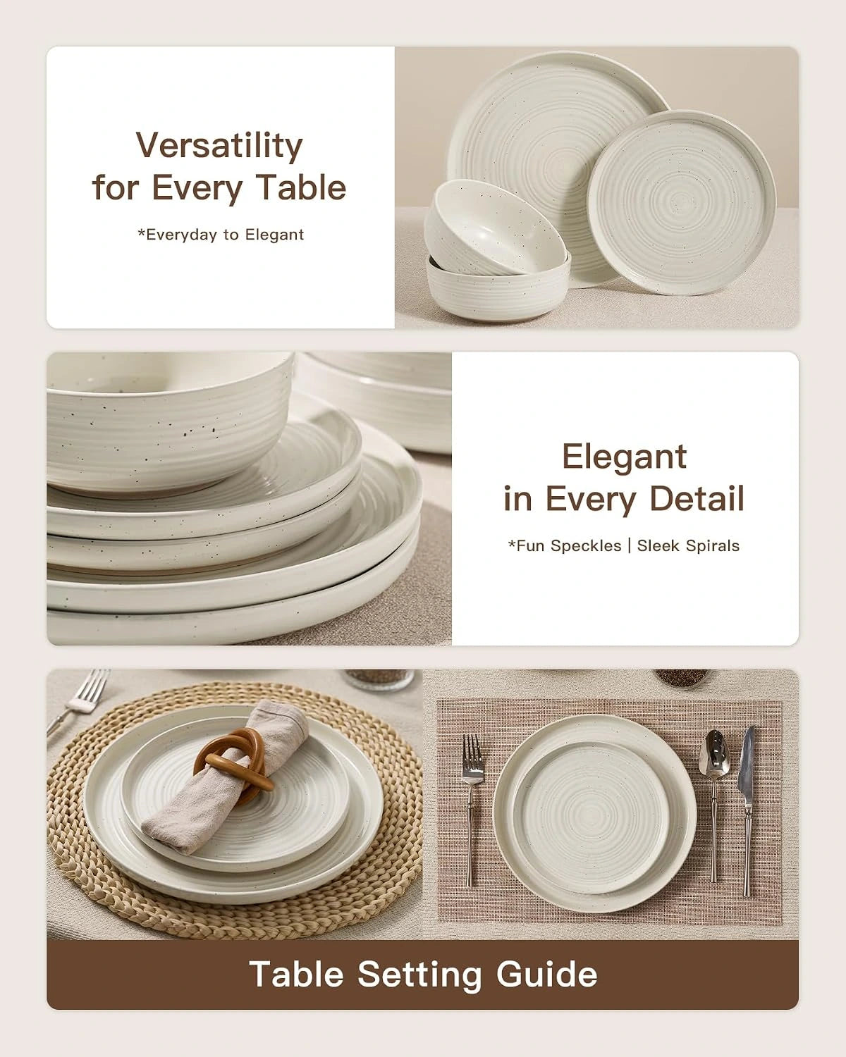 Famiware Ripple 12-Piece Stoneware Dinnerware Set - Cream - 04
