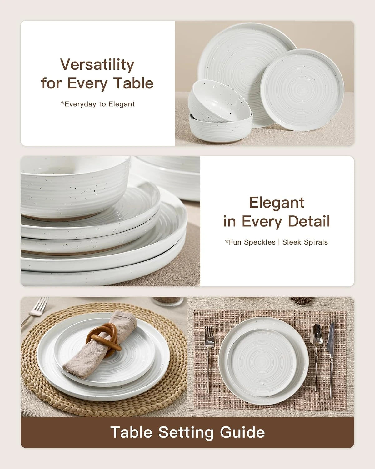 Famiware Ripple 12-Piece Stoneware Dinnerware Set - White - 04