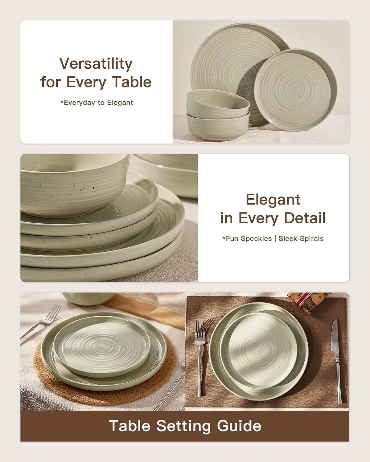 Famiware Ripple 12-Piece Stoneware Dinnerware Set - White Honey - 03
