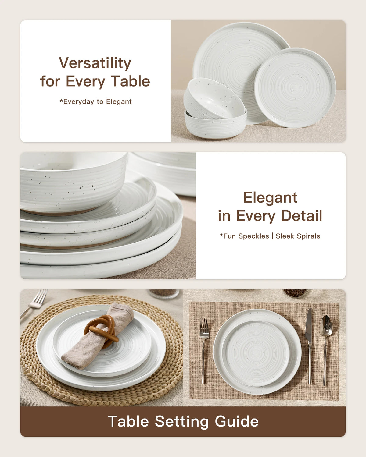 Famiware Ripple 24-Piece Stoneware Dinnerware Set - White - 04