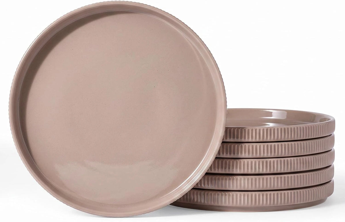 Famiware Star Line 10-Inch Stoneware Dinner Plates, Set of 6 - Cinnamon Brown - image 1