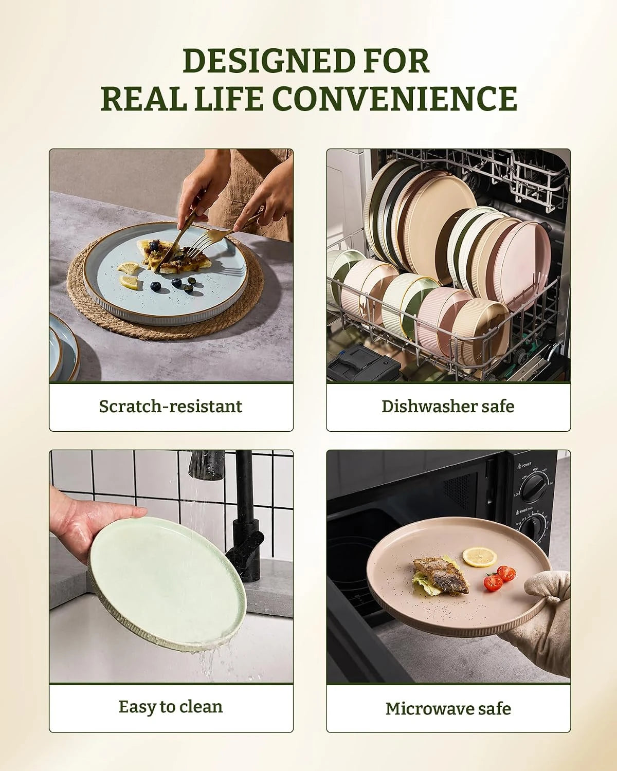 Famiware Star Line 10-Inch Stoneware Dinner Plates, Set of 6 - Cinnamon Brown - image 8