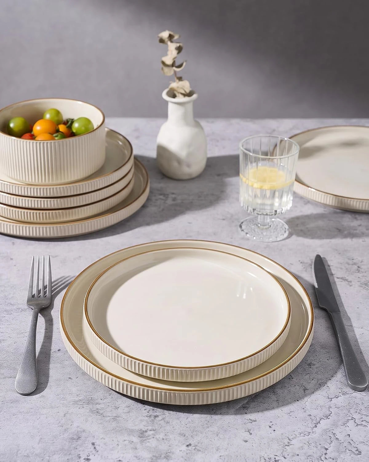 Famiware Star Line 10-Inch Stoneware Dinner Plates, Set of 6 - Cream - image 7