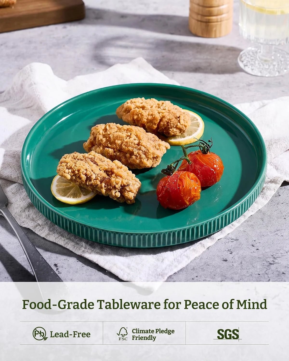 Famiware Star Line 10-Inch Stoneware Dinner Plates, Set of 6 - Sage Green - image 5