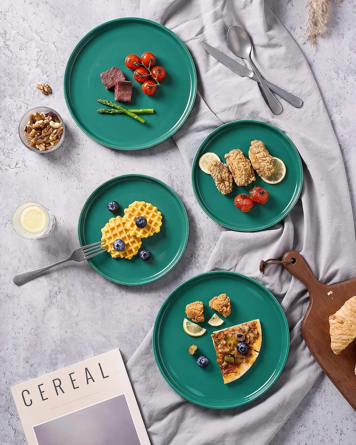 Famiware Star Line 10-Inch Stoneware Dinner Plates, Set of 6 - Sage Green - image 6