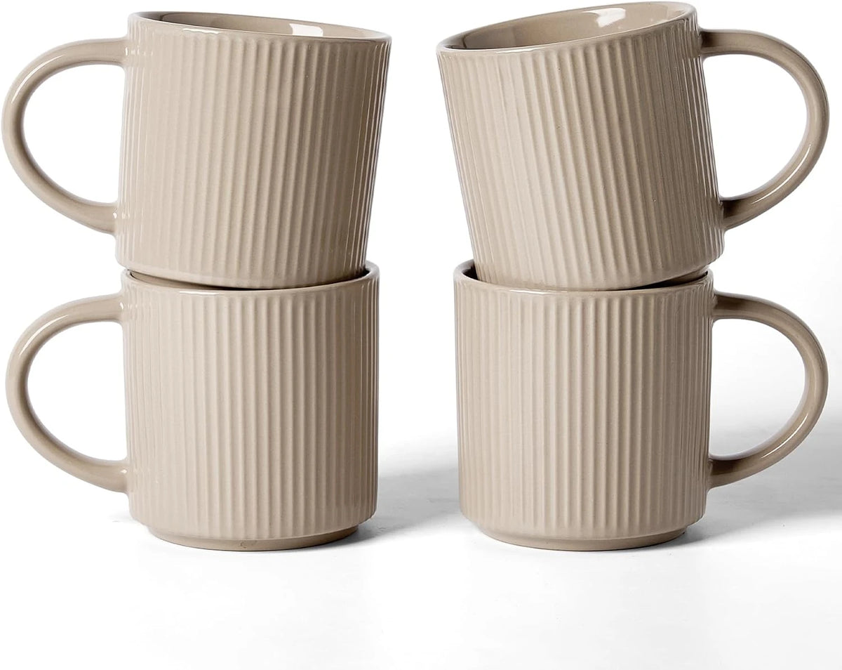 Famiware Star Line Ceramic Coffee Mugs, Set of 4 - Cinnamon Brown - image 1