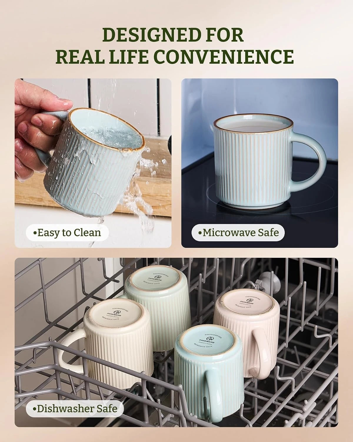 Famiware Star Line Ceramic Coffee Mugs, Set of 4 - Light Blue - image 8