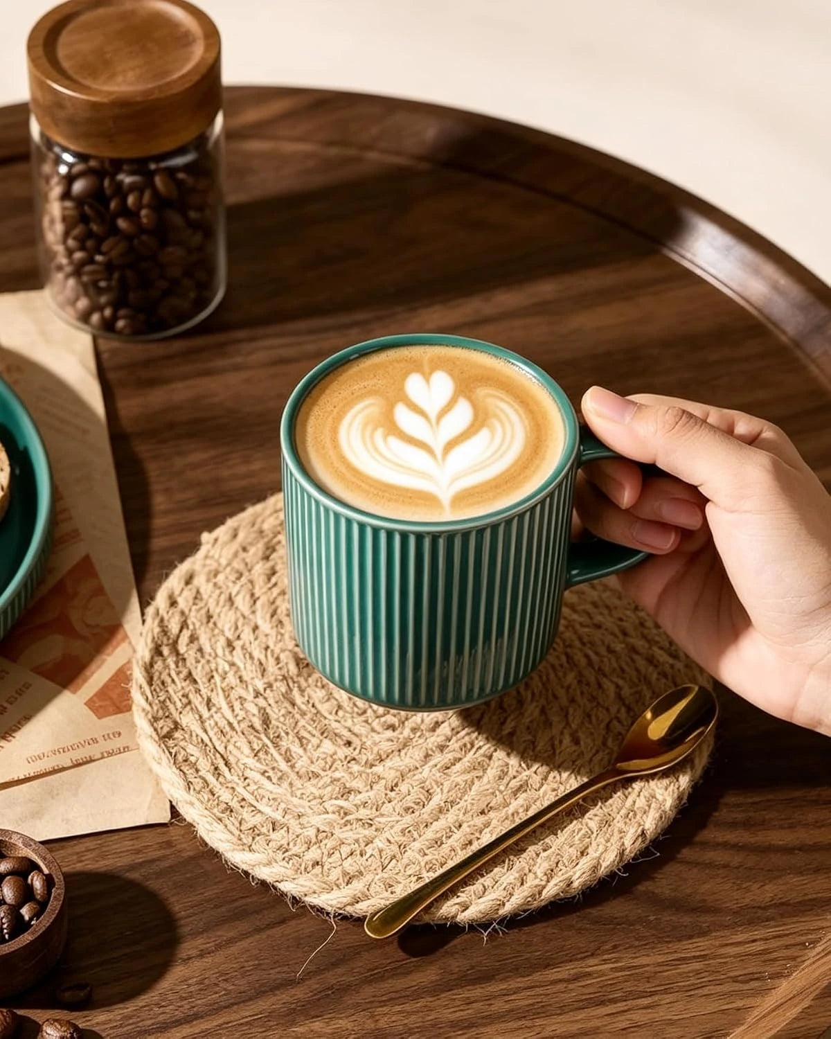 Famiware Star Line Ceramic Coffee Mugs, Set of 4 - Sage Green - image 2